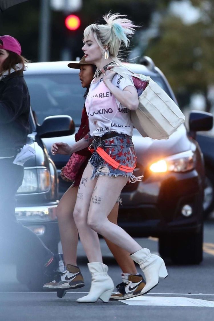 Margot Robbie And Mary Elizabeth Winstead Shooting On The Sets Of 'Birds of Prey'