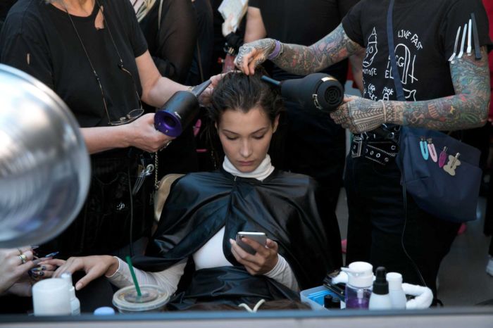 Bella Hadid Gets Ready For Prabal Gurung Fashion Show