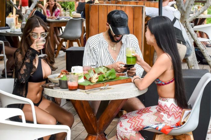 Demi Rose On A Lunch Date In Black Bikini At Tulum