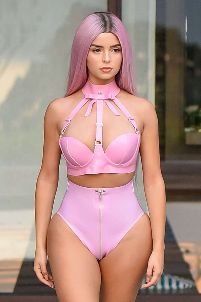 Demi Rose Mawby Poses In Pink Latex Bikini For A Shoot In Phuket