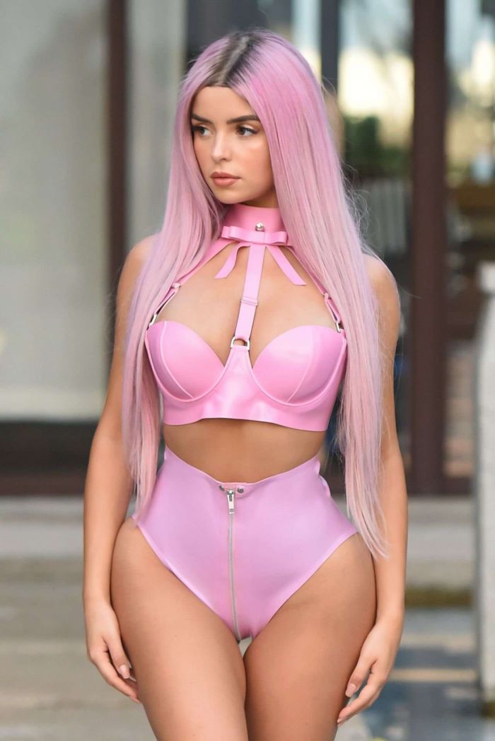 Demi Rose Mawby Poses In Pink Latex Bikini For A Shoot In Phuket