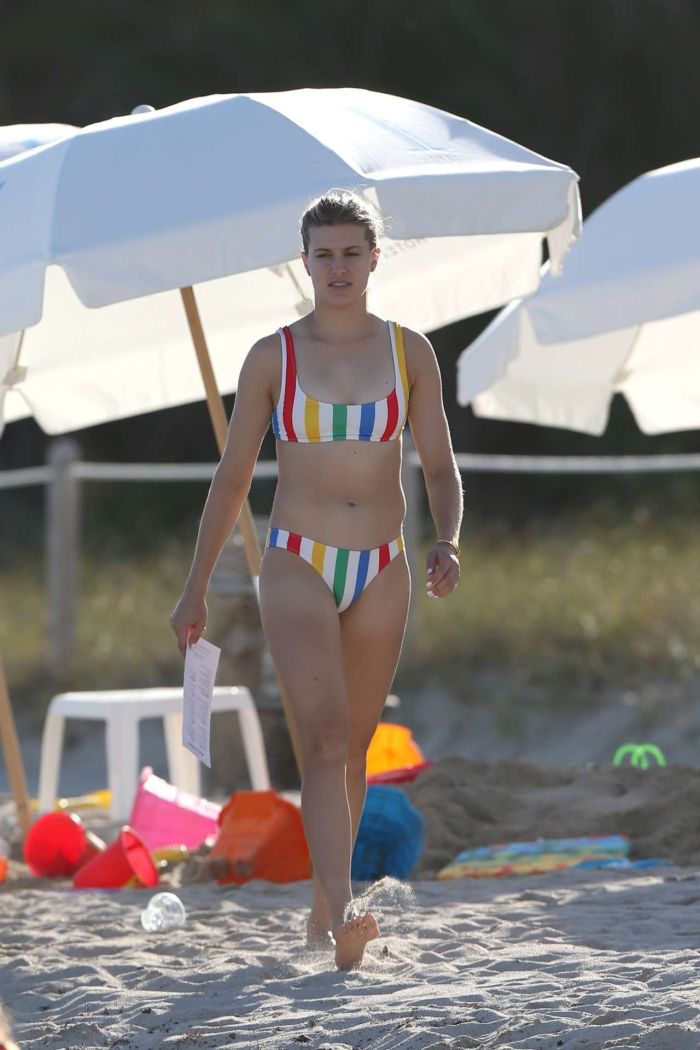Eugenie Bouchard Candids On The Beach In Miami
