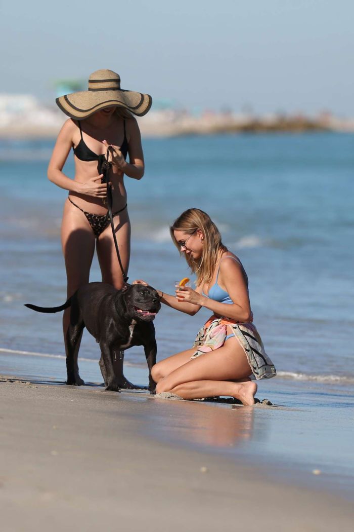 Kimberley Garner In A Blue Bikini On The Beach In Miami