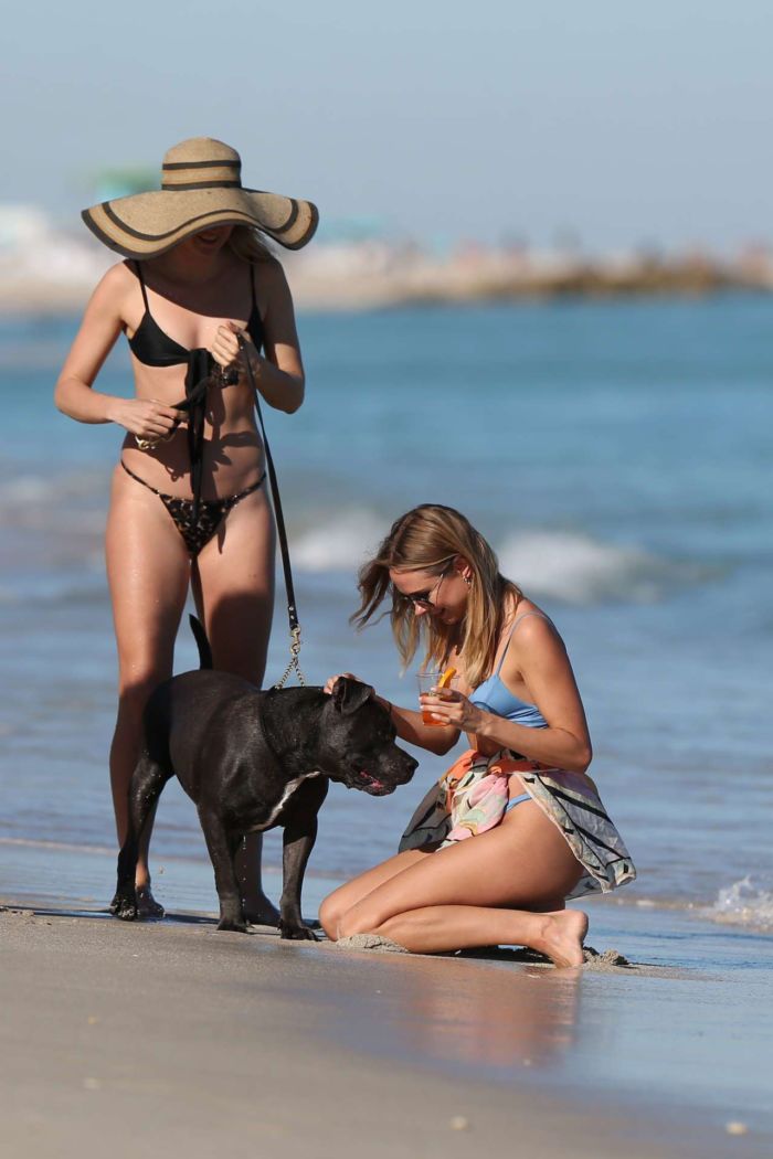 Kimberley Garner In A Blue Bikini On The Beach In Miami