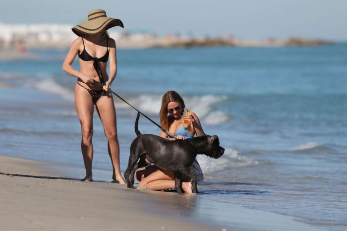 Kimberley Garner In A Blue Bikini On The Beach In Miami