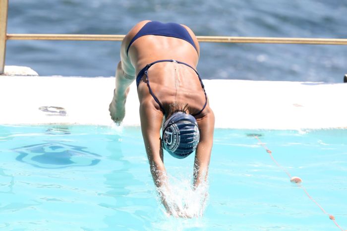 Nathalie Kelley Swimming At The Iceberg's In Sydney