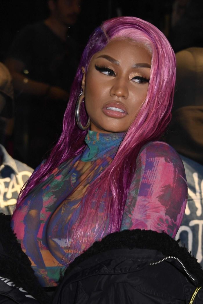 Nicki Minaj Posing In A Bad Guy Jacket In Milan, Italy