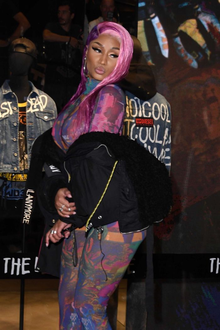 Nicki Minaj Posing In A Bad Guy Jacket In Milan, Italy