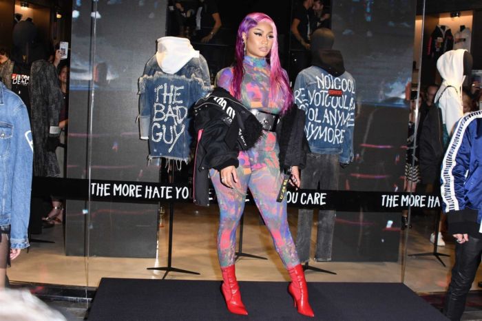 Nicki Minaj Posing In A Bad Guy Jacket In Milan, Italy
