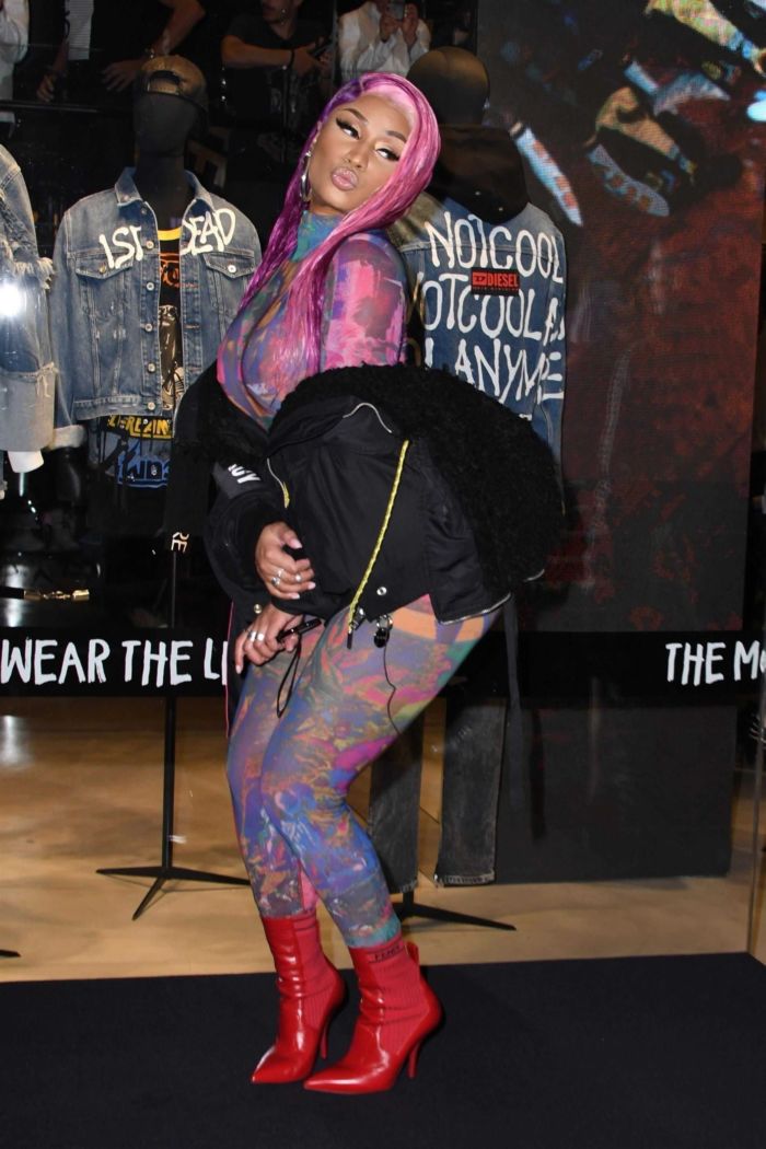 Nicki Minaj Posing In A Bad Guy Jacket In Milan, Italy