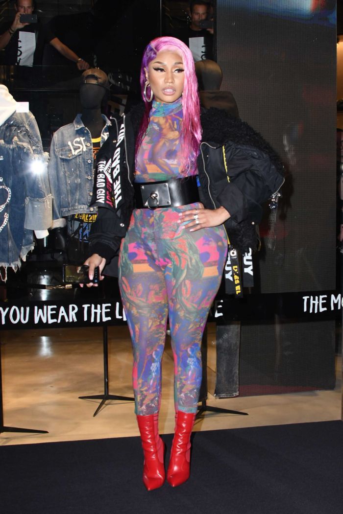 Nicki Minaj Posing In A Bad Guy Jacket In Milan, Italy
