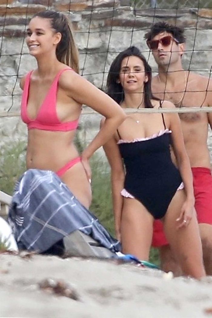 Nina Dobrev Playing Beach Volleyball In Malibu