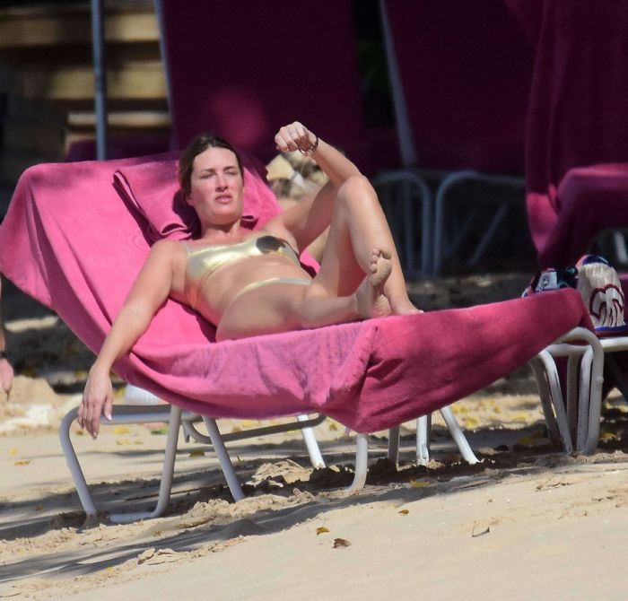 Rhea Durham Candids At A Beach In Barbados