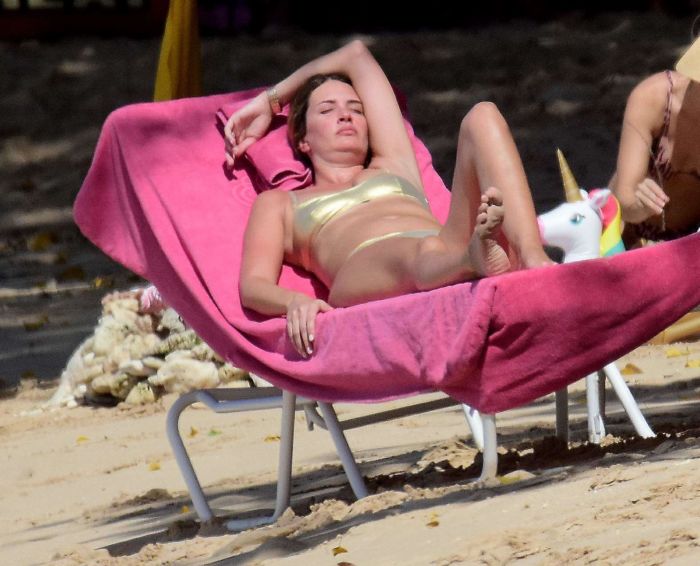 Rhea Durham Candids At A Beach In Barbados