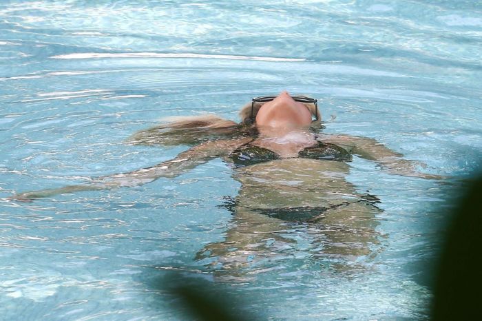 Sylvie Meis In Bikini With Boyfriend Bart Willemsen At A Pool In Miami