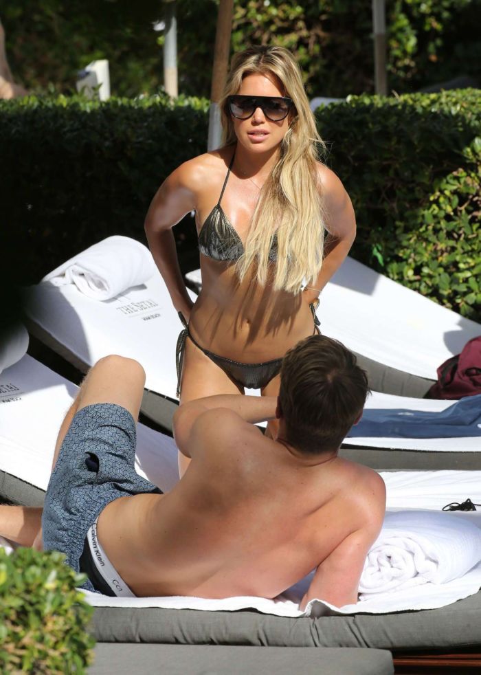Sylvie Meis In Bikini With Boyfriend Bart Willemsen At A Pool In Miami