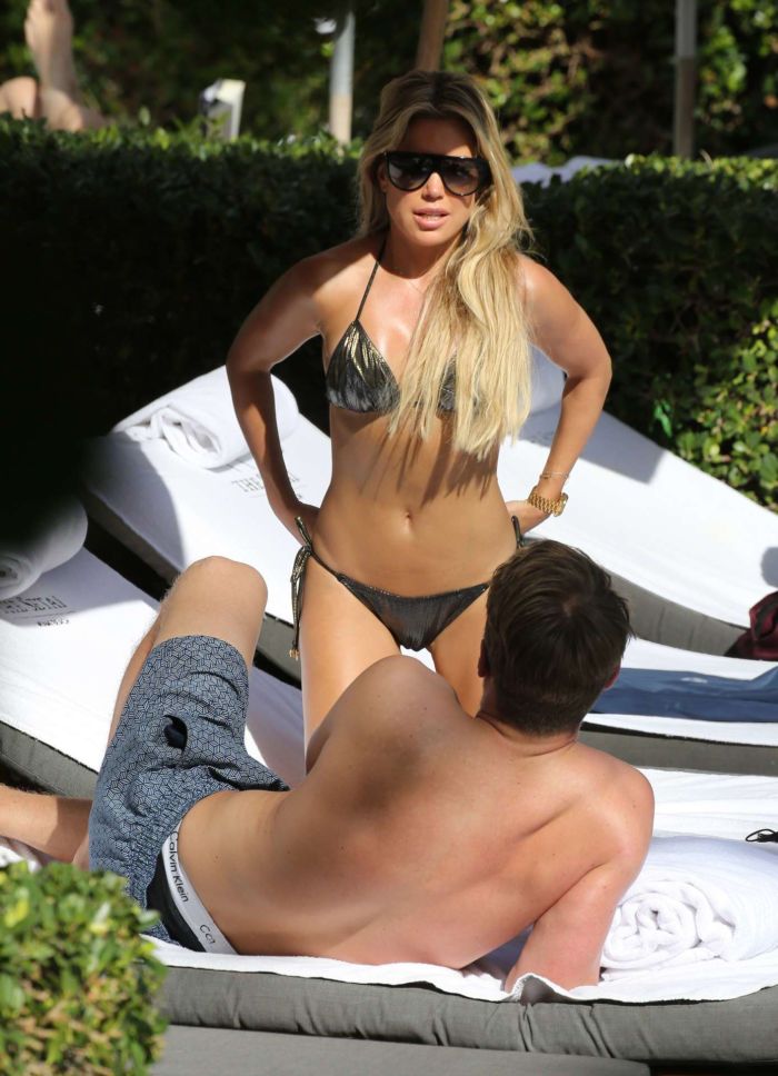 Sylvie Meis In Bikini With Boyfriend Bart Willemsen At A Pool In Miami