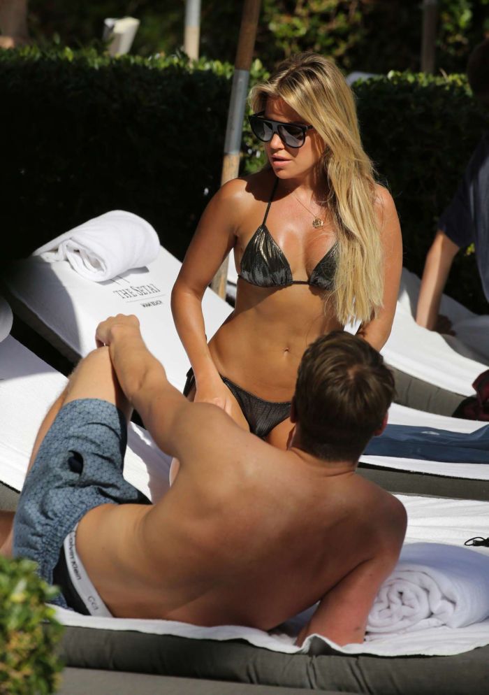 Sylvie Meis In Bikini With Boyfriend Bart Willemsen At A Pool In Miami