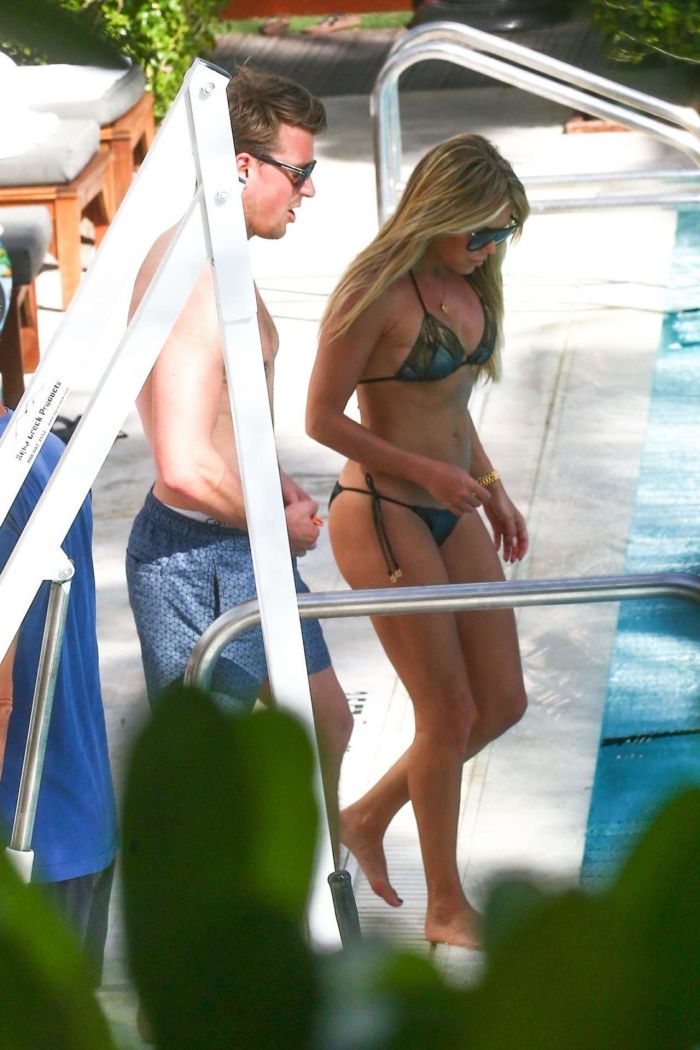 Sylvie Meis In Bikini With Boyfriend Bart Willemsen At A Pool In Miami