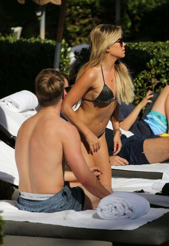 Sylvie Meis In Bikini With Boyfriend Bart Willemsen At A Pool In Miami