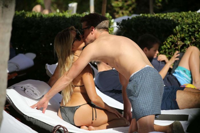 Sylvie Meis In Bikini With Boyfriend Bart Willemsen At A Pool In Miami