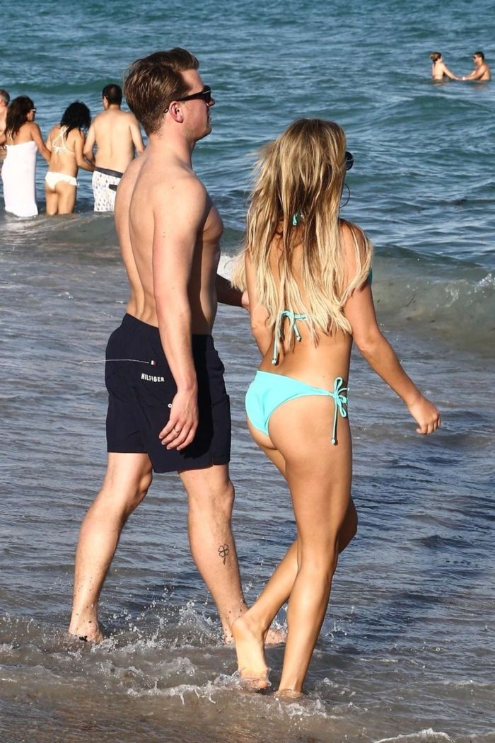 Dutch Model Sylvie Meis Candids At The Beach In Miami